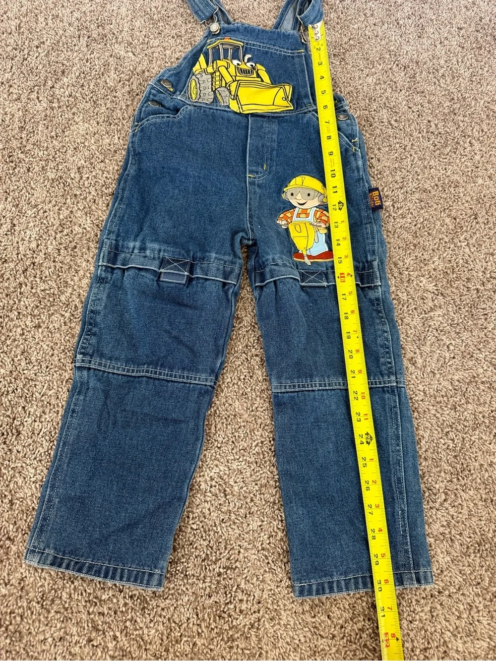 Vintage Y2K Bob the Builder Embroidered Denim Overalls Size 5